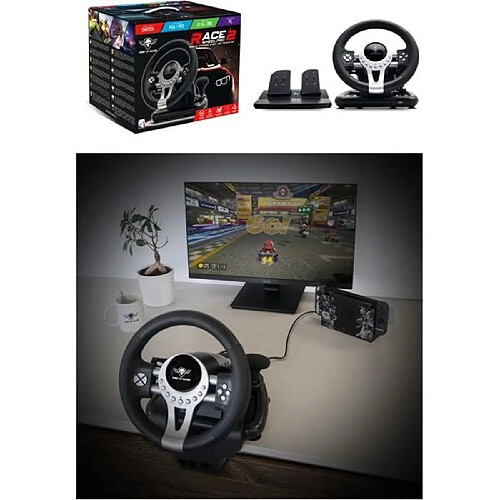 Volant et pédales de jeu Vidéo Race Pro Wheel 2 compatible Xbox Séries X|S PS4 PS3 SWITCH PC SPIRIT OF GAMER.+ Souris SF PORSCHE