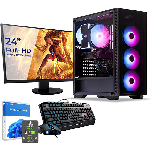 Sedatech Pack PC Gamer • AMD Ryzen 7 5700X • RTX4060Ti • 32 Go RAM • 2To SSD M.2 • Windows 11 • Moniteur 24"