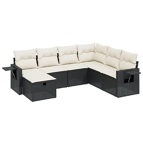 Maison Chic Ensemble Tables et chaises d'extérieur 7pcs avec coussins,Salon de jardin noir résine tressée -GKD505288