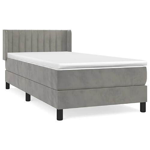 Maison Chic Structures de lit + matelas,Lit à sommier tapissier et matelas pour Chambre Gris clair 80x200 cm Velours -MN28996