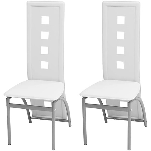 vidaXL Chaises à manger lot de 2 blanc similicuir