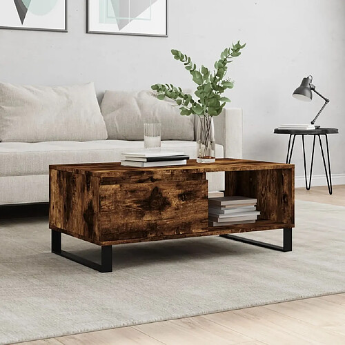 Maison Chic Table basse,Table Console Table d'appoint, Table pour salon Chêne fumé 90x50x36,5 cm Bois d'ingénierie -MN45613