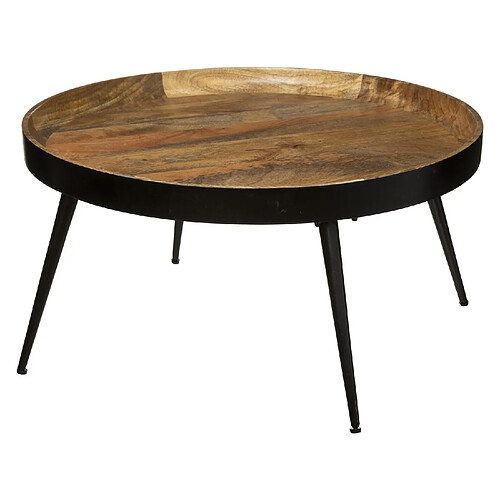 Atmosphera, Createur D'Interieur Table basse Siwan en bois de manguier - Diamètre 70 cm - Noir et Doré