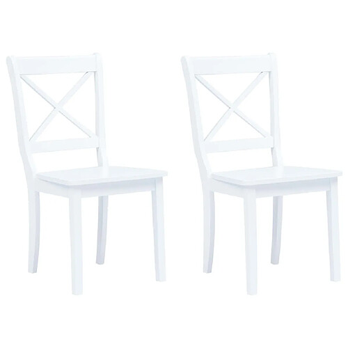 vidaXL Chaises à manger lot de 2 blanc bois hévéa massif