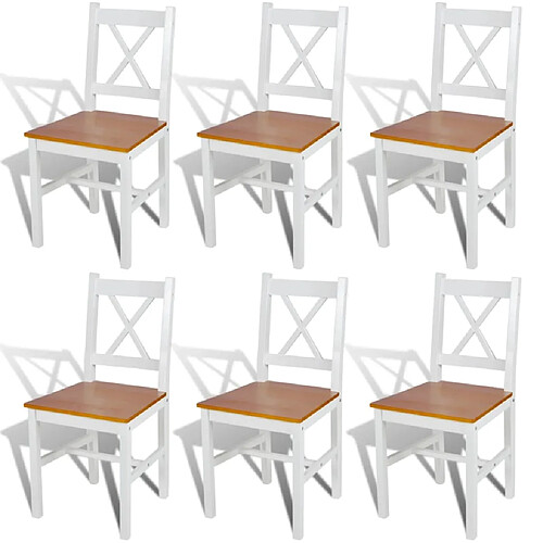 vidaXL Chaises à manger lot de 6 blanc pinède