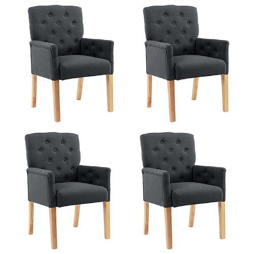 vidaXL Chaises à manger avec accoudoirs lot de 4 gris tissu