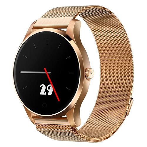 Wewoo Montre connectée or 1.22 pouces intelligente d'affichage d'écran de pouce, IP54 imperméable, podomètre de / moniteur de fréquence cardiaque / temps réel / rappel de WeChat, compatible avec les téléphones androïdes et d'iOS