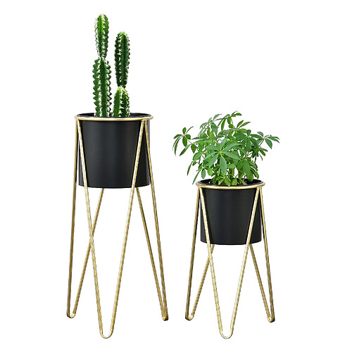 Set de 2 Supports de Plante Hedera Noir Doré [en.casa]