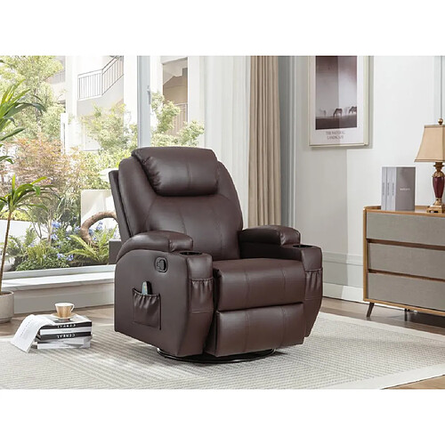 Vente-Unique Fauteuil massant SILVANO en simili - Marron