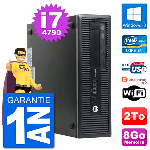 PC HP EliteDesk 800 G1 Core i7-4790 RAM 8Go Disque Dur 2To Windows 10 Wifi · Occasion