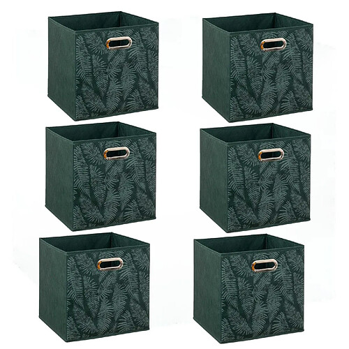 Five Simply Smart Lot de 6 boites de rangement en tissu Herbier - 31x31x31cm - Vert