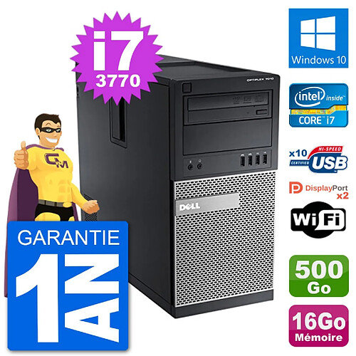 PC Tour Dell 7010 Intel Core i7-3770 RAM 16Go Disque Dur 500Go Windows 10 Wifi · Occasion