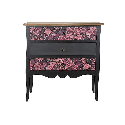 Pegane Commode en bois MDF noir avec 3 tiroirs - Largeur 76 x Hauteur 75,5 x Profondeur 39cm