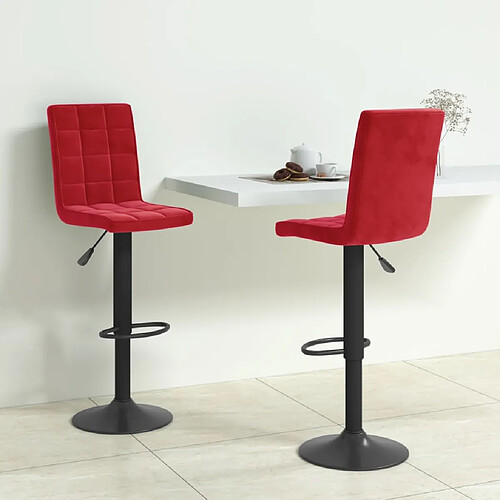 vidaXL Tabourets de bar lot de 2 rouge bordeaux velours