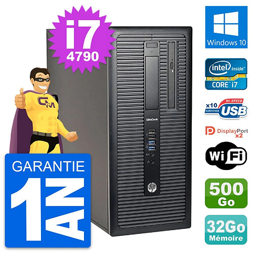 PC Tour HP EliteDesk 800 G1 Intel i7-4790 RAM 32Go Disque 500Go Windows 10 Wifi · Occasion