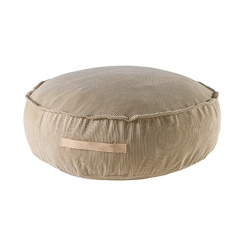 MeowBaby Pouf pour Enfants, 65x20cm, Ronde, Velours Côtelé, Sable