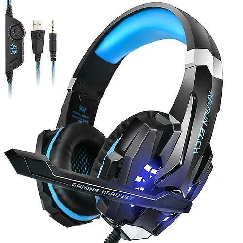 Chrono Casque Gamer Micro Casque PS4 Gaming, Casque Gaming avec Micro pour PC PS4 Xbox et Switch(Bleu)