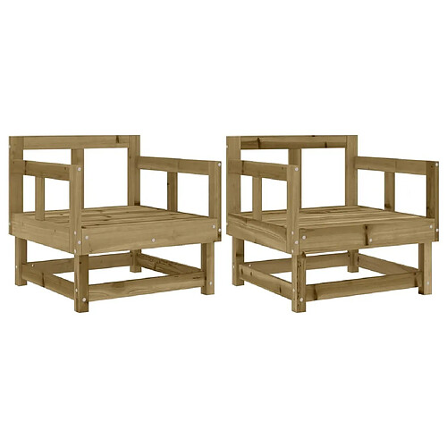 Maison Chic Lot de 2 Chaises de jardin,Fauteuil d'extérieur bois de pin imprégné -MN89851