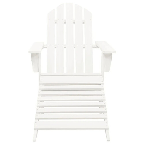 Maison Chic Chaise de jardin - Fauteuil d'extérieur avec pouf Bois Blanc -MN21891