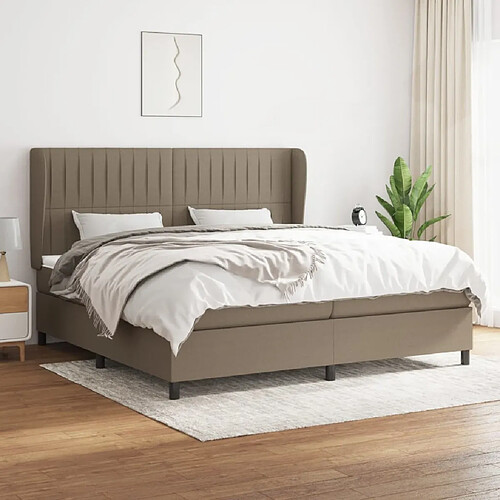 vidaXL Sommier à lattes de lit avec matelas Taupe 200x200 cm Tissu