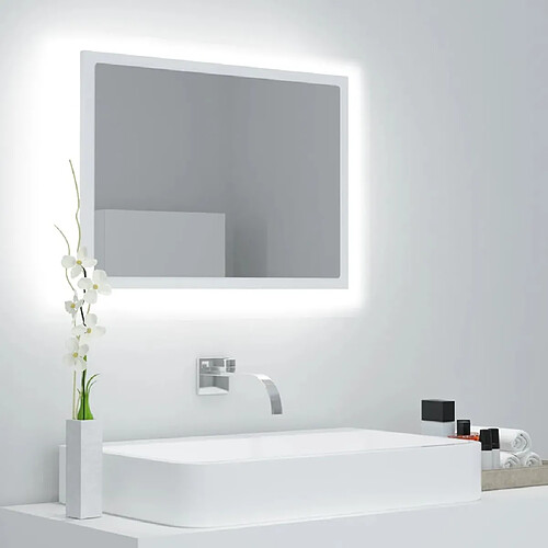 Maison Chic Miroir à LED,Miroir Lumineux LED de salle de bain Blanc 60x8,5x37 cm Acrylique -MN55716