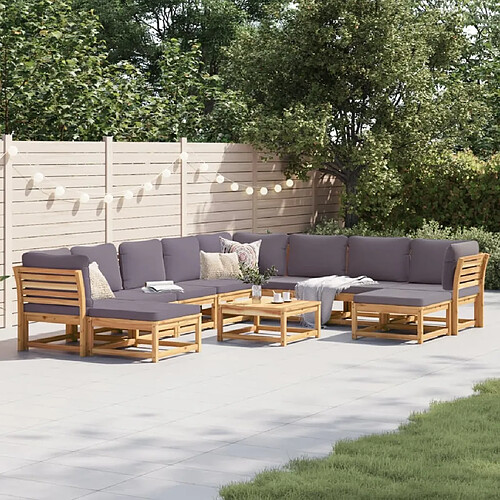 vidaXL Salon de jardin avec coussins 11 pcs bois massif d'acacia