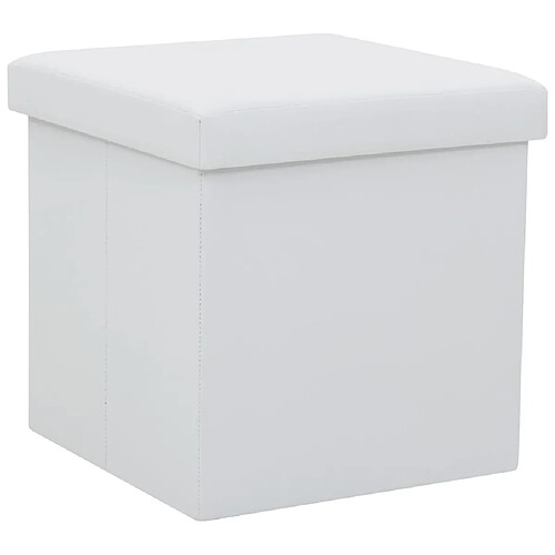 vidaXL Tabouret de rangement pliable Blanc Similicuir