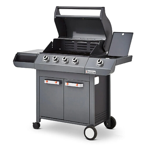 Brasero - Barbecue Emma Gun Metal 4 Feux + 1 Side - FlexiGrill - Surface de cuisson 64 x 41,5 cm - 15,1 kW