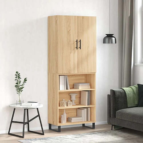 vidaXL Buffet haut Chêne sonoma 69,5x34x180 cm Bois d'ingénierie