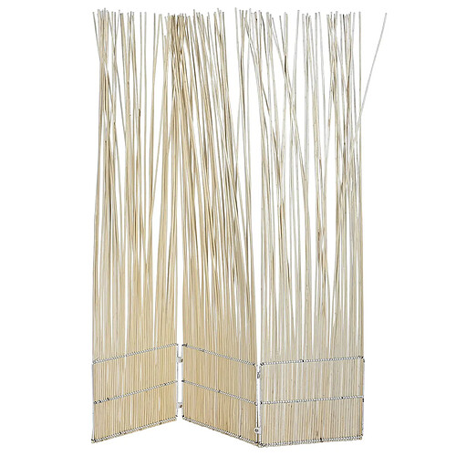 Pegane Paravent en bois osier coloris blanc - longueur 130 x profondeur 3 x Hauteur 170 cm