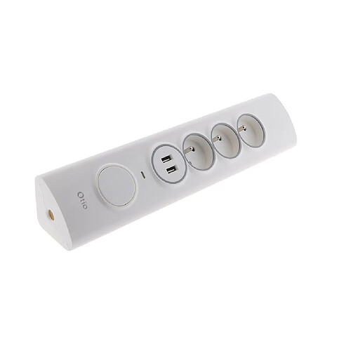 Multiprise d'angle 3P 16A + 1P 16A latérale + 2 USB parafoudre à câbler - Otio