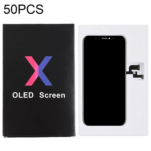 Wewoo Pièce détachée 50 PCS Ecran LCD et Digitizer Assemblage Complet Blanc Carton Noir Emballage Box pour iPhone X