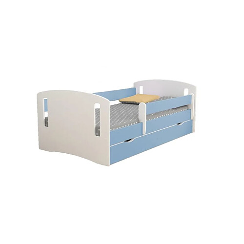 Lit classique 2, bleu, sans tiroir, sans matelas 140/80