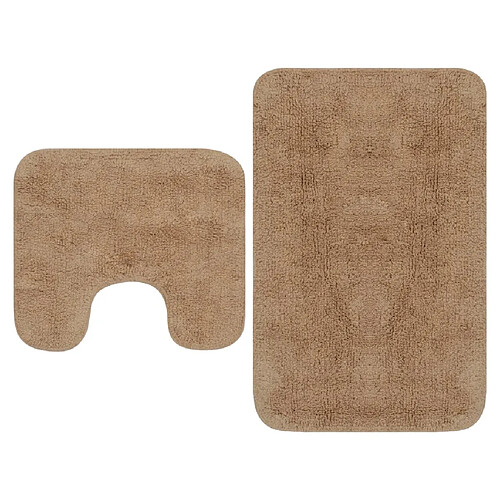 vidaXL Tapis de salle de bain 2 pcs Tissu Beige