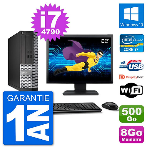 PC Dell Optiplex 3020 SFF Ecran 22" i7-4790 RAM 8Go Disque 250Go Windows 10 Wifi · Occasion