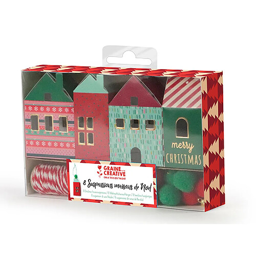 Graines Creatives Kit de 8 suspensions maison de noel