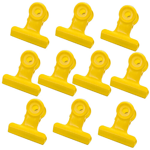 10pcs clips de charnière en métal pince à papier Bulldog pince / classeur de fichiers jaune