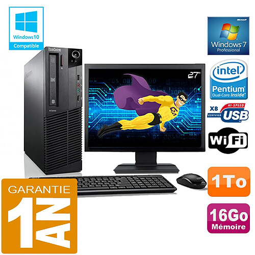 PC Lenovo M92p SFF Intel G630 Ram 16Go Disque 1 To Wifi W7 Ecran 27" · Occasion