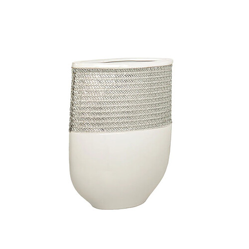 Vase Romimex Blanc Argenté Céramique 21 x 28 x 9 cm