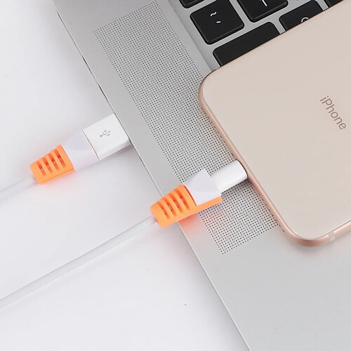 Wewoo 3 étuis de protection pour manchon pour enrouleur câble charge USB anti-rupture USB (Orange)