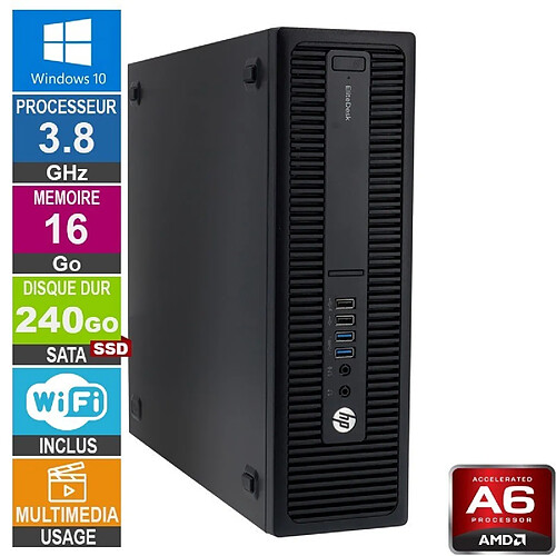 HP 705 G3 SFF A6-8570 3.80GHz 16Go/240Go SSD Wifi W10 · Reconditionné