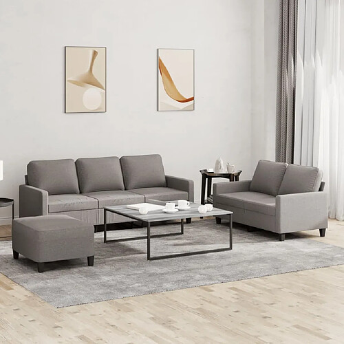 vidaXL Ensemble de canapés 3 pcs avec coussins Taupe Tissu