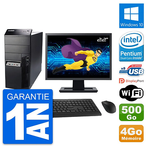 PC Tour Lenovo M91p Ecran 22" Intel G630 RAM 4Go Disque 500Go Windows 10 Wifi · Occasion