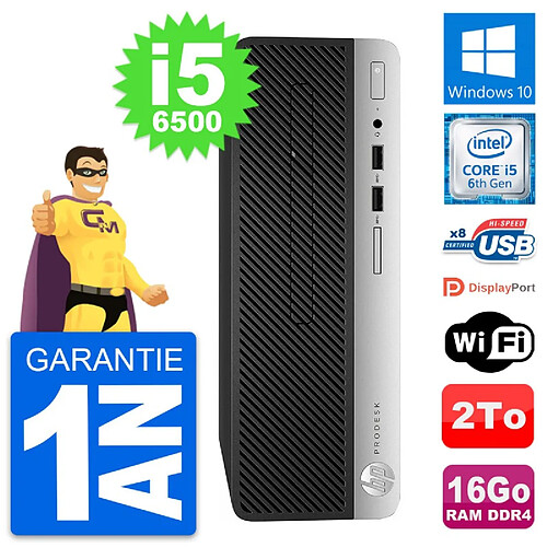 PC HP ProDesk 400 G4 SFF Intel i5-6500 RAM 16Go Disque Dur 2To Windows 10 Wifi · Occasion