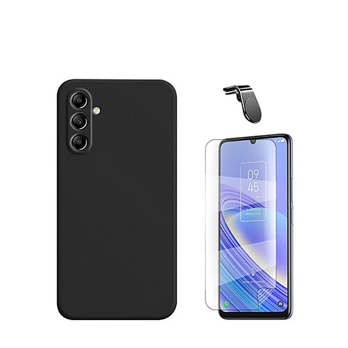 Jeu de films en verre trempé de la couverture 5D + Cas de silicone liquide + SuppOrt Magnétique L Voiture de conduite sécuritaire Phonecare pour Samsung Galaxy A15 - le noir