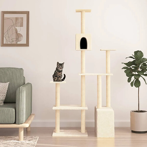 vidaXL Arbre à chat avec griffoirs en sisal Crème 180 cm