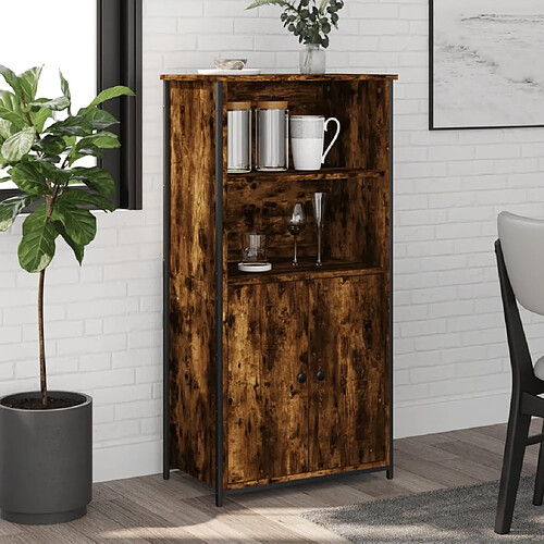 vidaXL Buffet haut chêne fumé 62x36x121,5 cm bois d'ingénierie