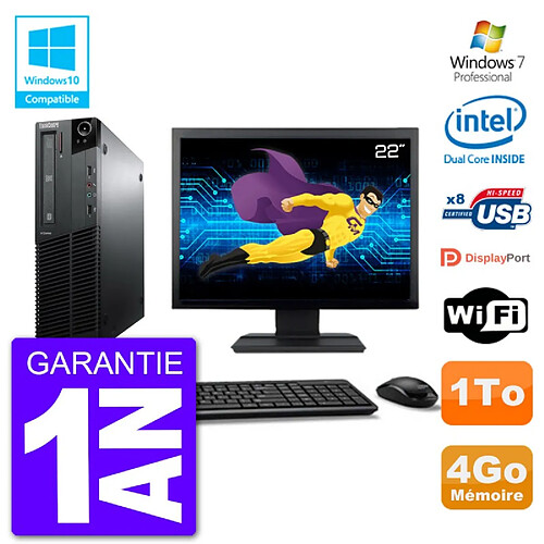 PC Lenovo M82 SFF Ecran 22" G640 RAM 4Go Disque 1To Graveur DVD Wifi W7 · Occasion