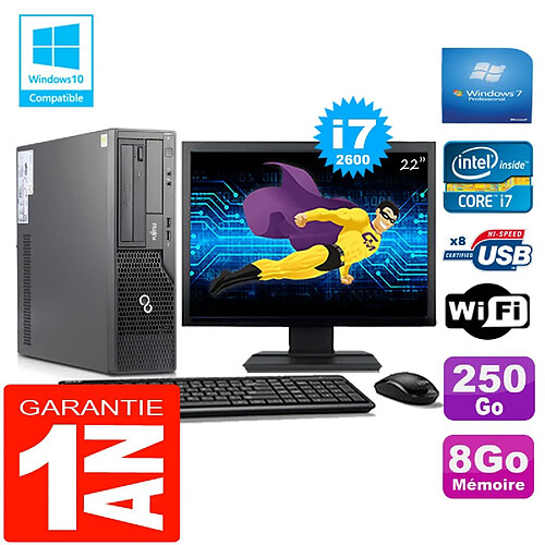 PC Fujitsu Esprimo E500 E85+ SFF I7-2600 RAM 8Go Disque 250Go Wifi W7 Ecran 22" · Occasion