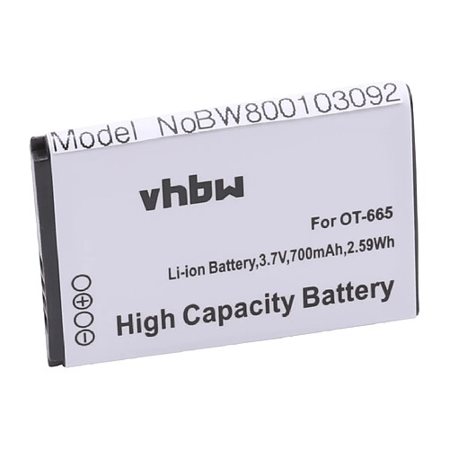 vhbw Li-Ion batterie 700mAh (3.7V) pour téléphone portable mobil smartphone Alcatel One Touch OT-2010, OT-2010, OT-2012, OT-665, OT-665x, Sesame II